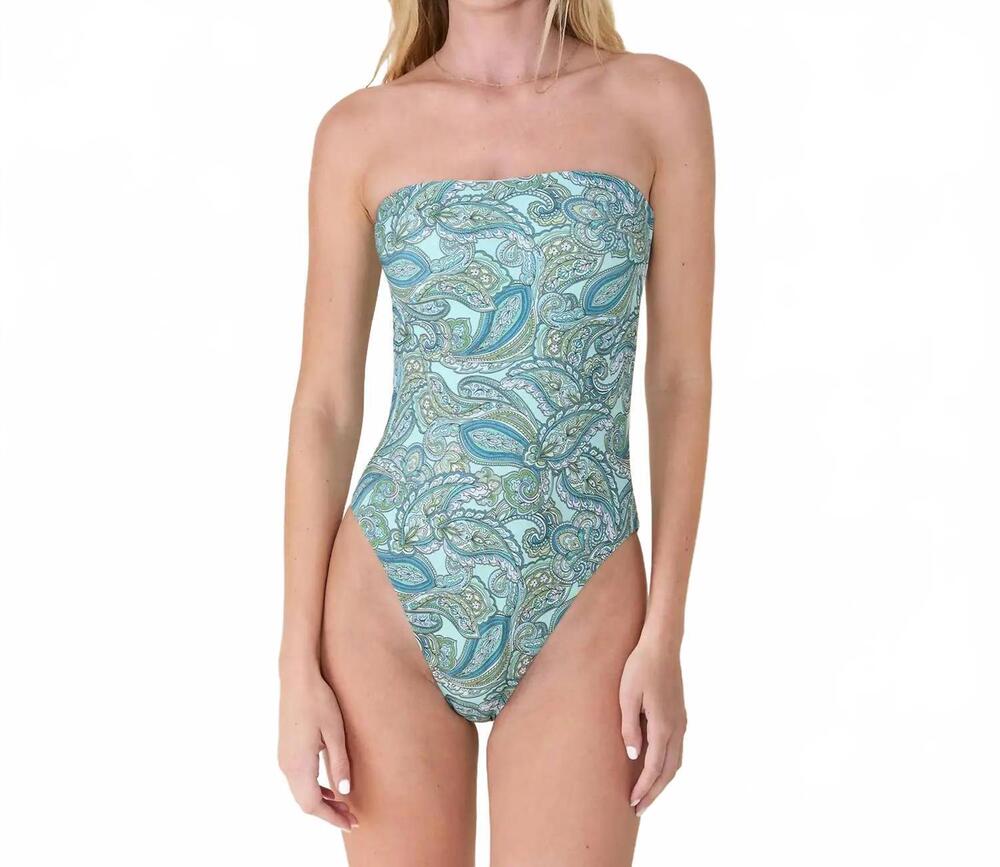 NEW ANDIE SWIM bandeau one piece swimsuit in poolside paisley